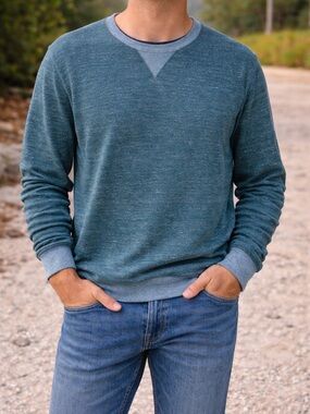 Sonoma Men's Double-Knit Crewneck T-Shirt Blue‎ Size L
